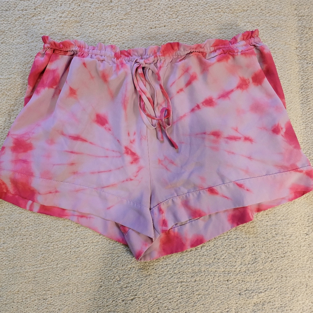 Amanda Uprichard Pink and Purple Tie-Dye drawstring shorts - So Cute! - Size Sm